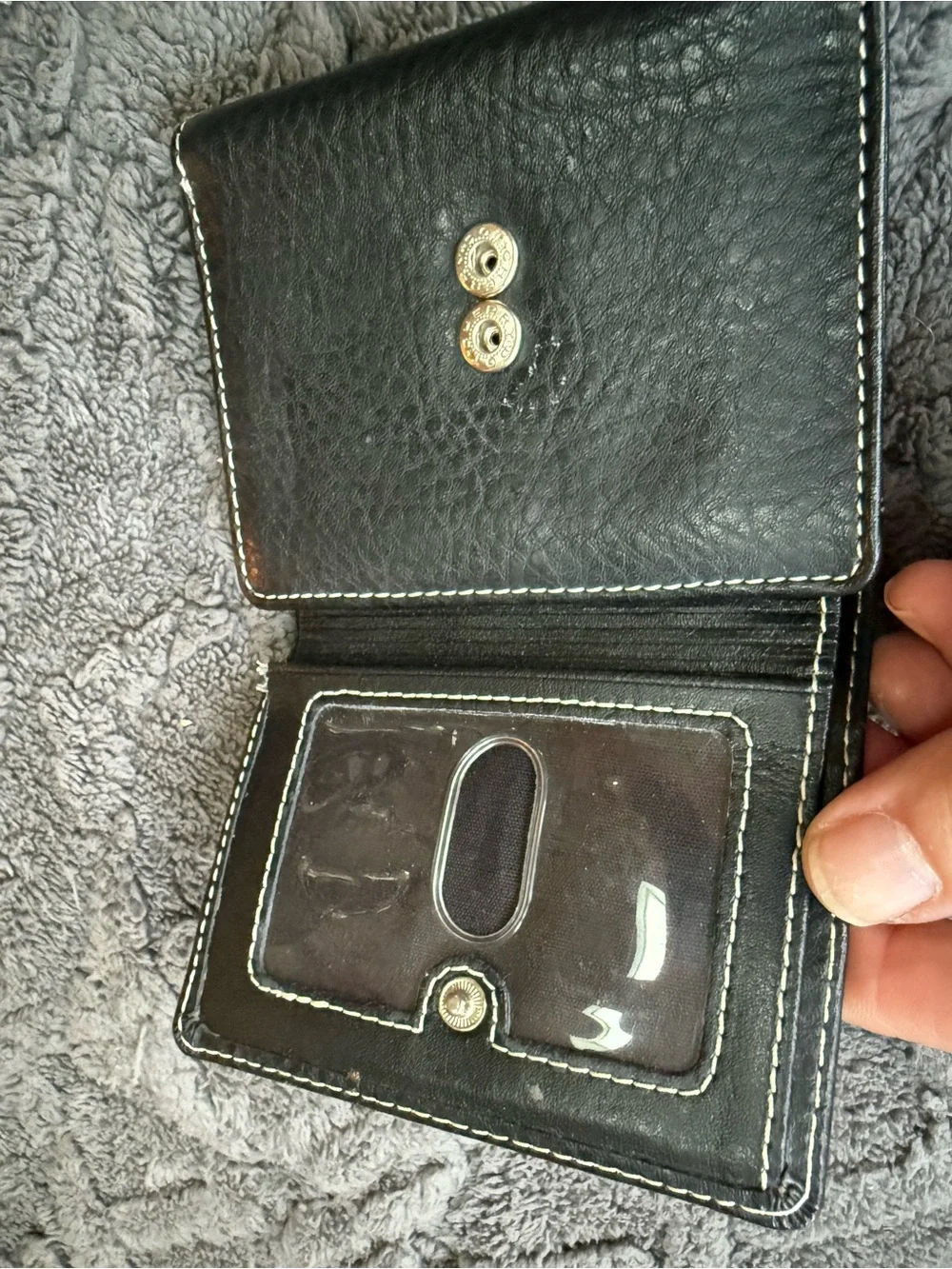 Relic Black Wallet with White Contrast Stitching-faux pebbled leather